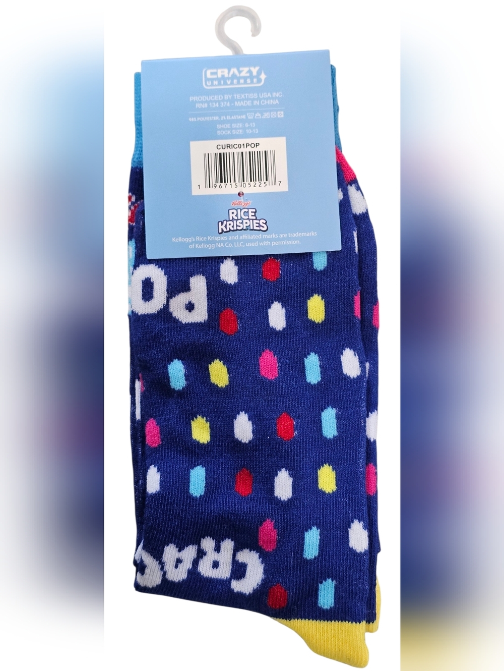 Kellogg's Rice Krispies & Pop-Tarts Men's Crew Socks - Purple & Navy - Pack of 2 - Picture 6 of 6